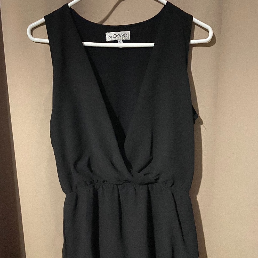 Black V neck Romper